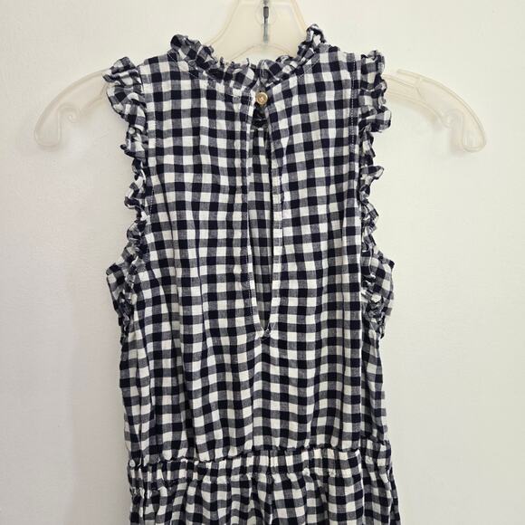 J. Crew Crewcuts Linen Jumpsuit Blue Gingham Ruffle Trim Girls 12 - Picture 5 of 8